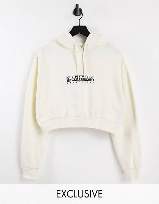 Hoodies & Sweatshirts Napapijri Box cropped hoodie in off white Exclusive at  
