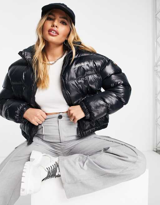 Asos high shine patent puffer clearance jacket