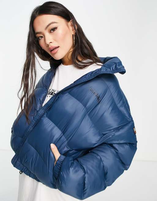 Napapijri Box cropped puffer jacket in blue | ASOS