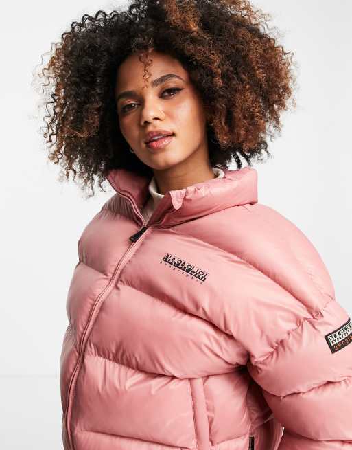 Napapijri Box cropped puffer jacket in pink | ASOS