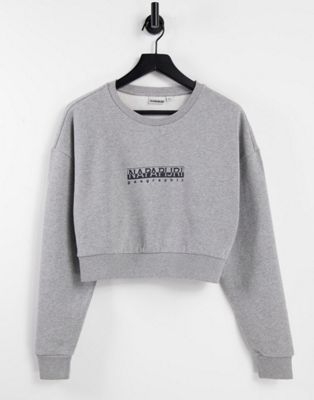 Napapijri Box cropped sweatshirt in light grey