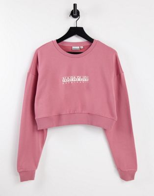 Napapijri Box cropped sweatshirt in pink