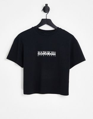 Napapijri Box cropped t-shirt in black