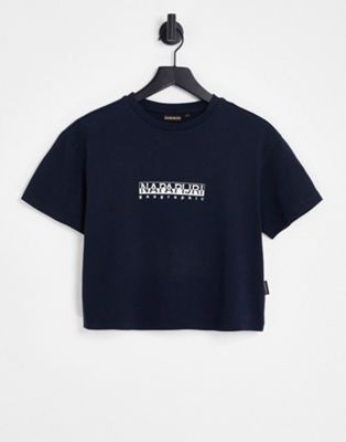 Napapijri Box cropped t-shirt in dark blue