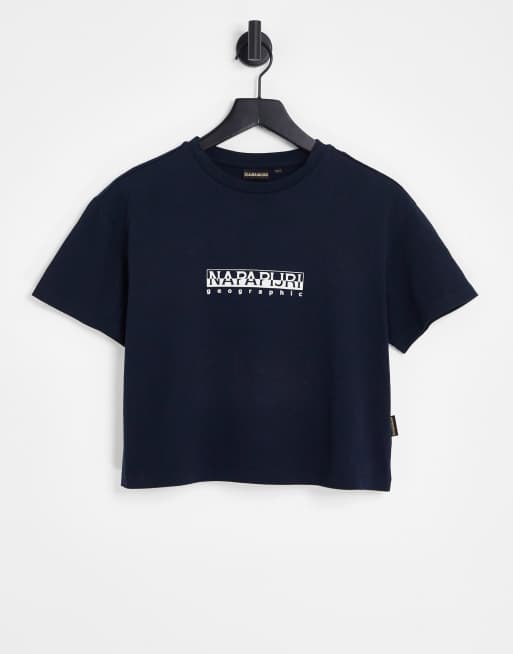 Napapijri - Box - Cropped T-shirt in donkerblauw 