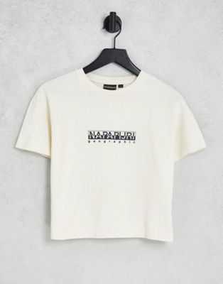 Napapijri Box cropped t-shirt in white