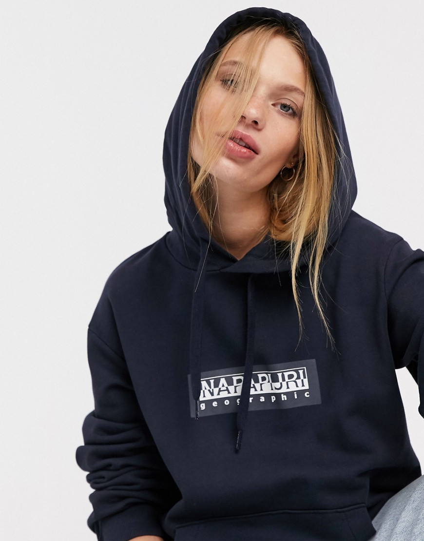 Napapijri Box hoodie in dark navy-Grey