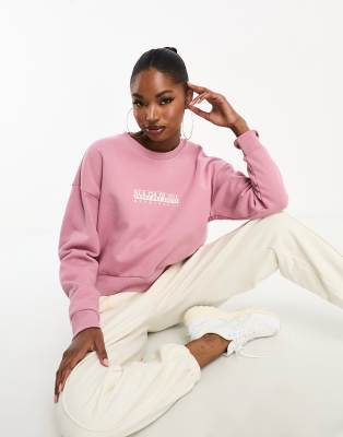 Napapijri - Box - Kurz geschnittenes Fleece-Sweatshirt in Rosa mit Logo