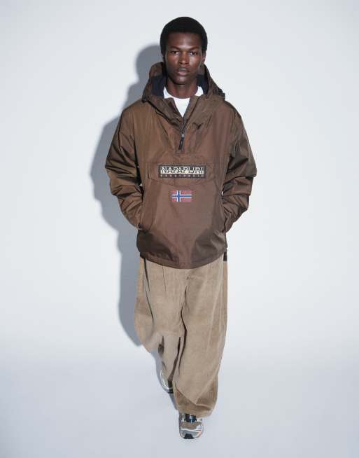 Napapijri box logo anorak in brown , 3 of 9