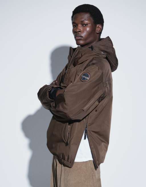 Napapijri box logo anorak in brown , 4 of 9