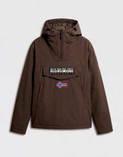 Napapijri box logo anorak in brown , 6 of 9
