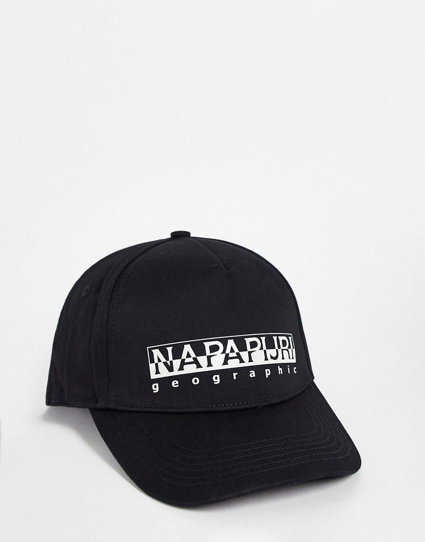 Napapijri Box logo cotton cap in black
