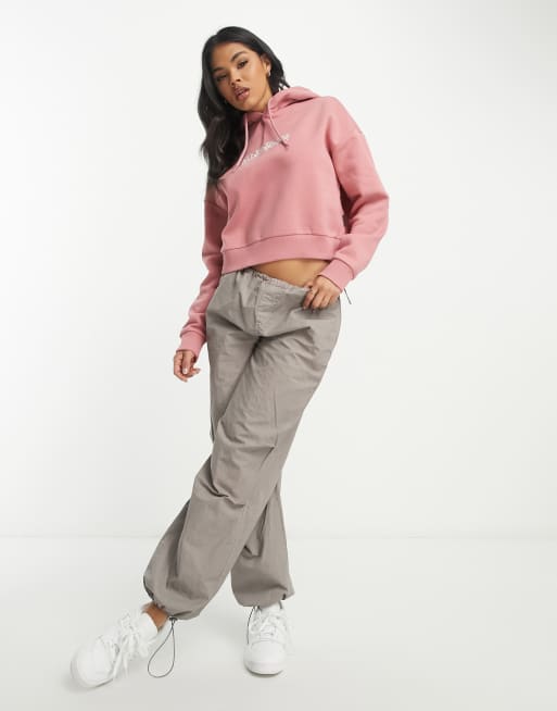 Napapijri Box logo cropped fleece hoodie in pink, 3 of 4