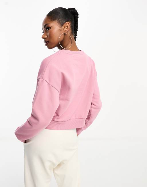 Napapijri Box logo cropped fleece sweatshirt in pink, 3 of 4