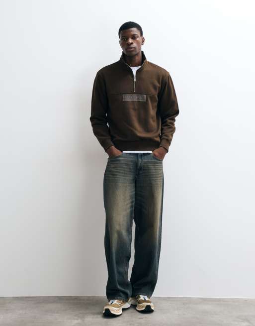 Napapijri box-logo half zip i brun, 2 af 5