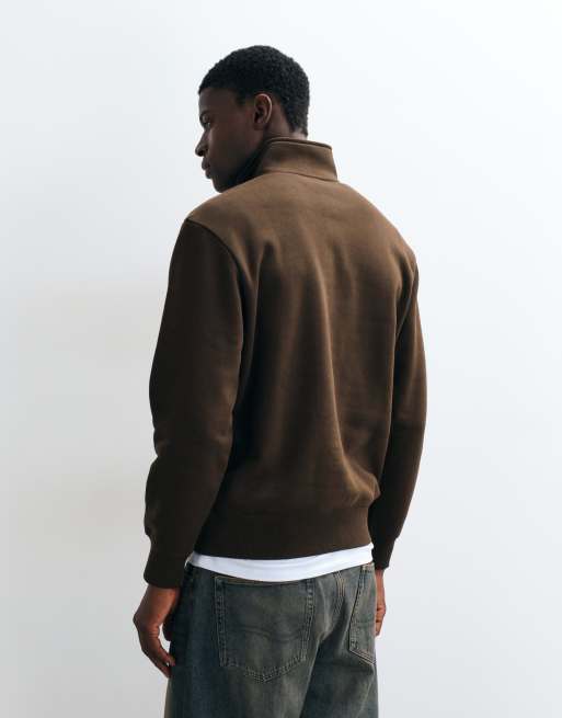 Napapijri box-logo half zip i brun, 4 af 5