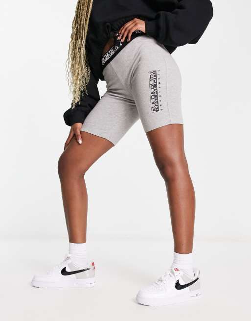 Napapijri Box logo legging shorts in grey ASOS