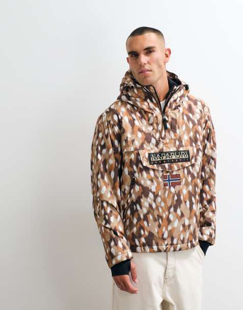 Napapijri box logo printed anorak in deer print - view 1