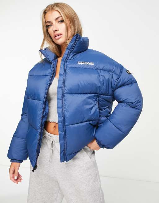 Napapijri Box logo puffer jacket in blue | ASOS