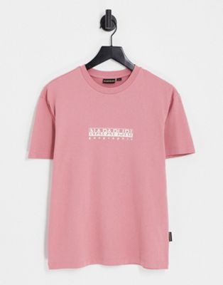 Napapijri Box logo relaxed fit t-shirt in pink