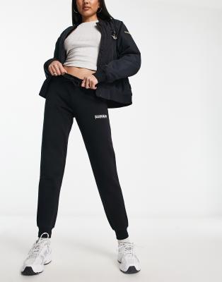 Napapijri Box logo slim leg fleece joggers in black