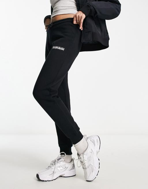 Napapijri Box logo slim leg fleece joggers in black