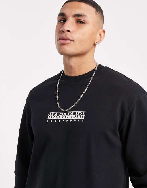 Napapijri Box logo sweatshirt in black ASOS