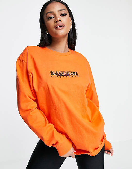 Women Napapijri Box long sleeve t-shirt in orange 