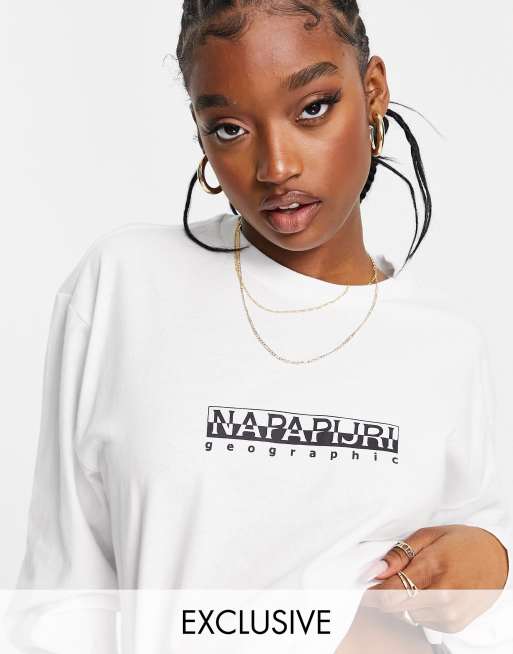 Napapijri Box long sleeve t-shirt in white Exclusive at ASOS