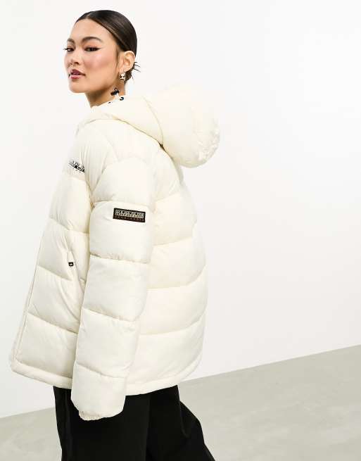 Hollister cropped puffer jacket in cream