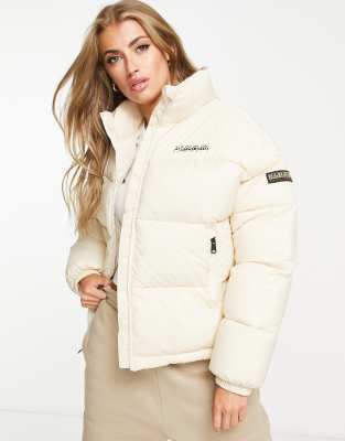 Napapijri Box logo puffer jacket in off white - ASOS Price Checker