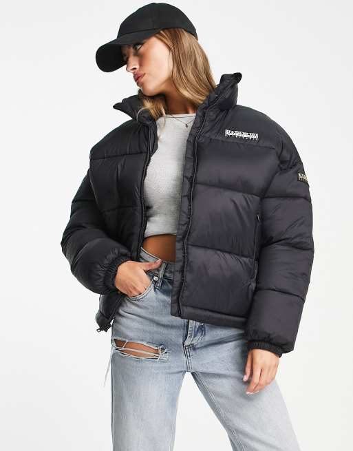 Napapijri – Box – Steppjacke in Schwarz mit Logo