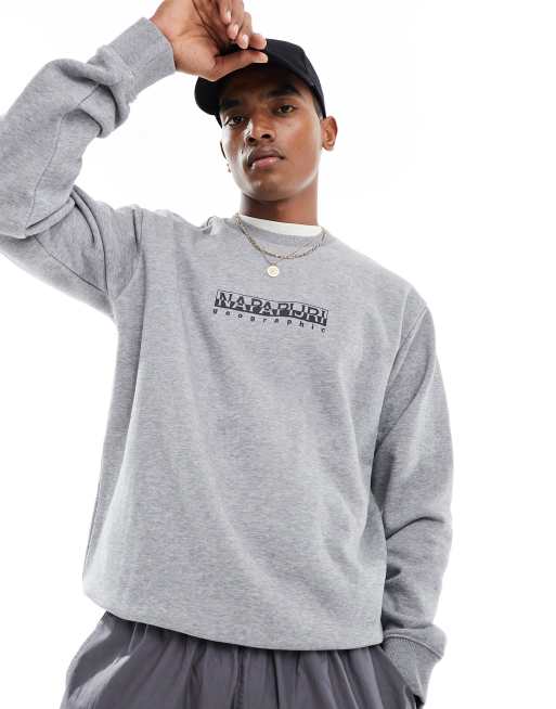 Napapijri - Box - Sweatshirt met logo op de borst in gemêleerd grijs