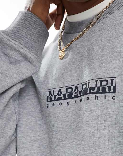 Napapijri - Box - Sweatshirt met logo op de borst in gemêleerd grijs, 3 van 4