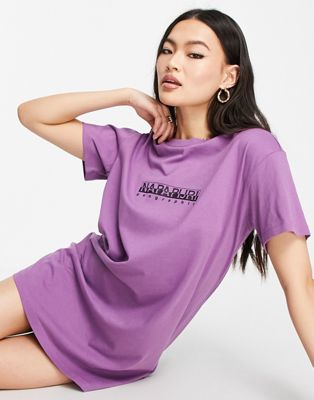 Napapijri box t-shirt dress in violet
