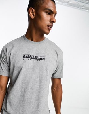 Napapijri Box chest print t-shirt in grey - ASOS Price Checker