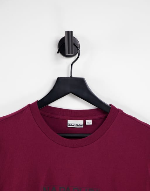 Napapijri Box t-shirt in burgundy , 2 of 4