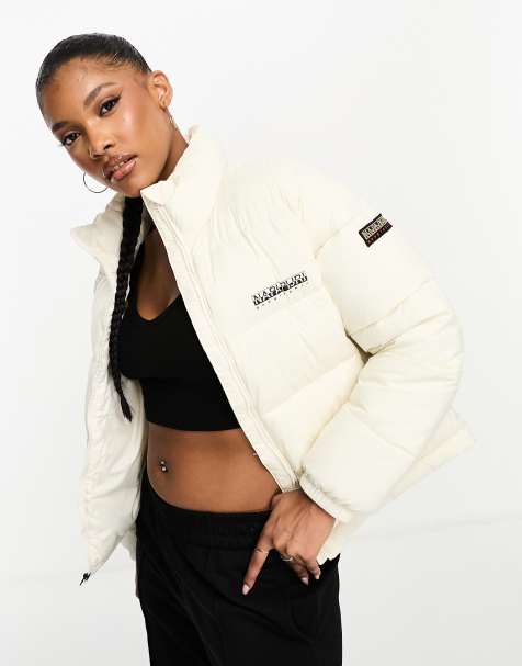 Napapijri – Box – Wasserabweisende Pufferjacke in Creme - view 1