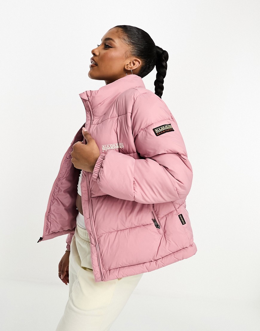 Napapijri Box water-repellent puffer jacket in pink