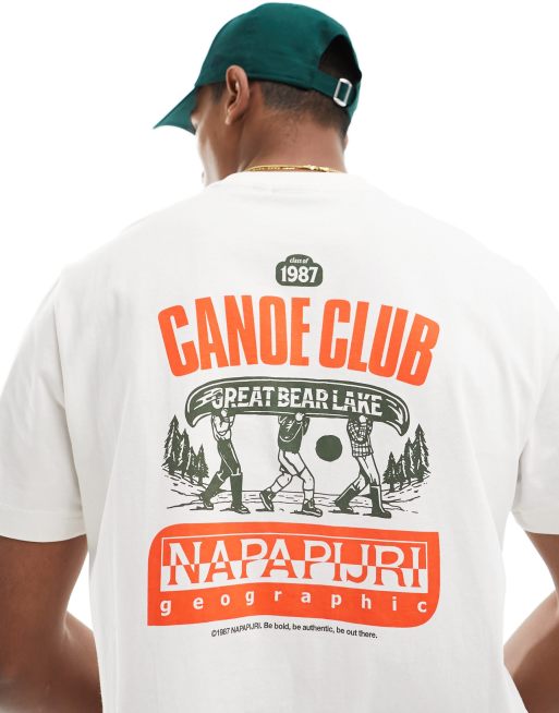 Napapijri – Boyd – Biały T-shirt z grafiką na plecach