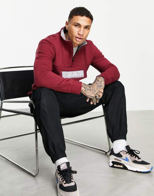 Napapijri Burgee 1/2 zip fleece in burgundy | ASOS
