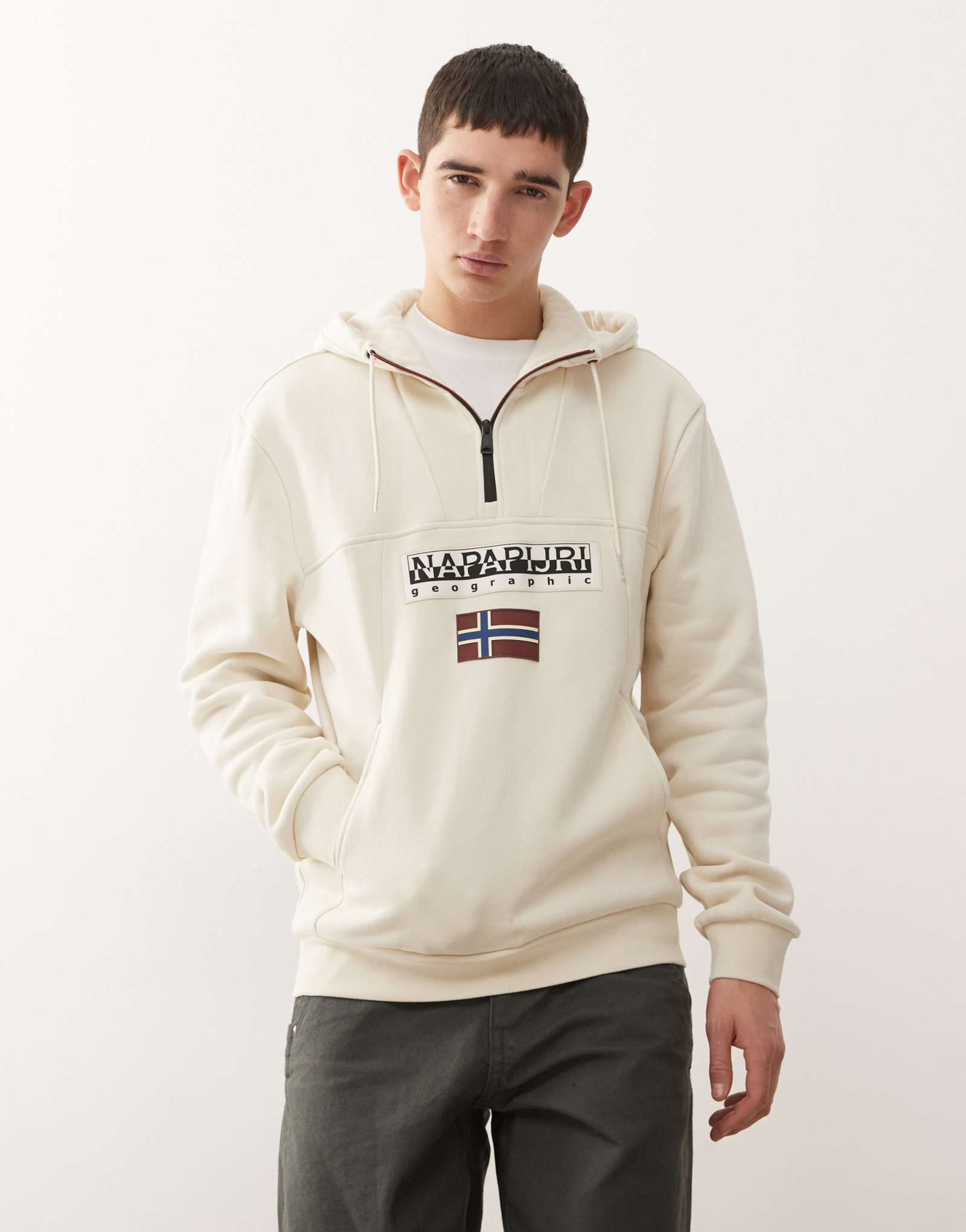 Куртка Napapijri Burgee на молнии 1/4 бежевого цвета