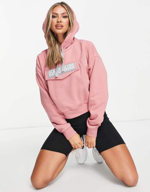 Napapijri Burgee cropped hoodie in pink | ASOS