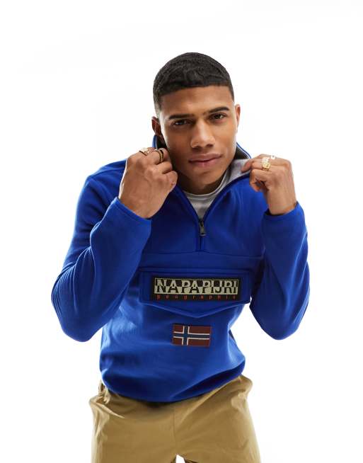 Napapijri - Burgee - Zware fleecetrui met 1/2 rits in blauw