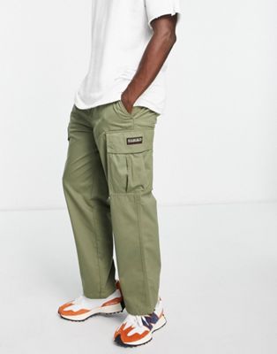 Napapijri cargo trousers in green with patch logo