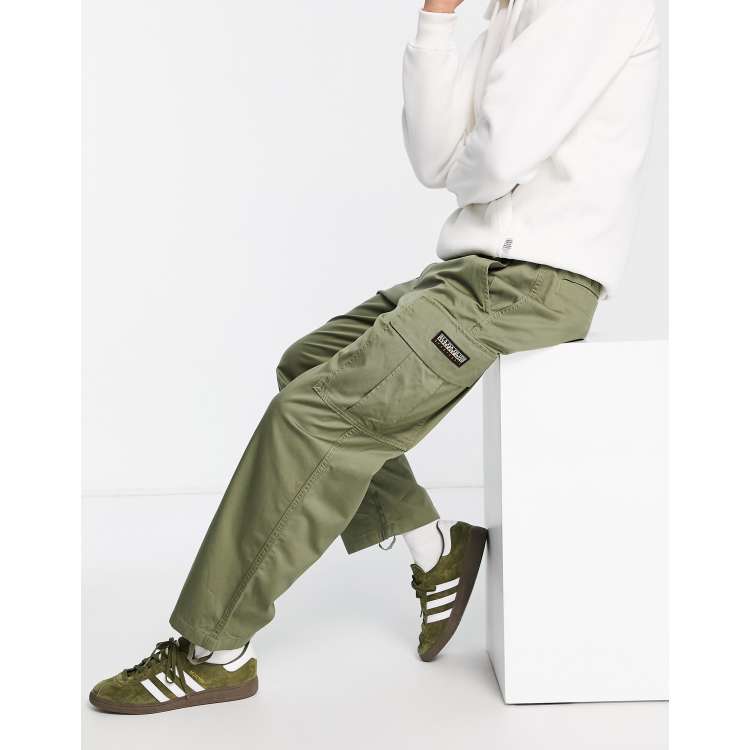 Napapijri cargo trousers in khaki with patch logo