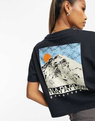 Napapijri Cenepa cropped back print t-shirt in black - ASOS Price Checker