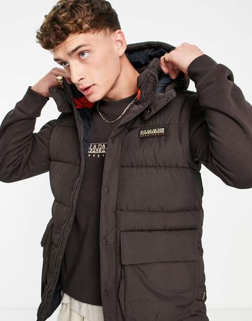 Hooded Puffer Puffer Jacket With Zip Off Sleeves Boxy Puffer With