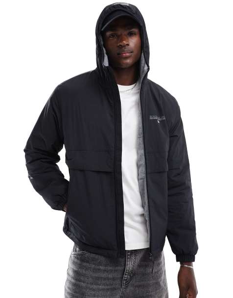 Napapijri Corbeau logo fleece lined jacket in black - view 1