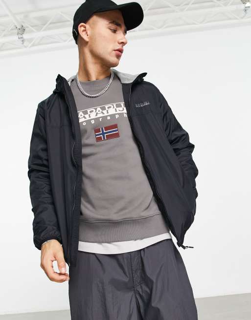 Napapijri Coubertin zip up water repellent anorak in black